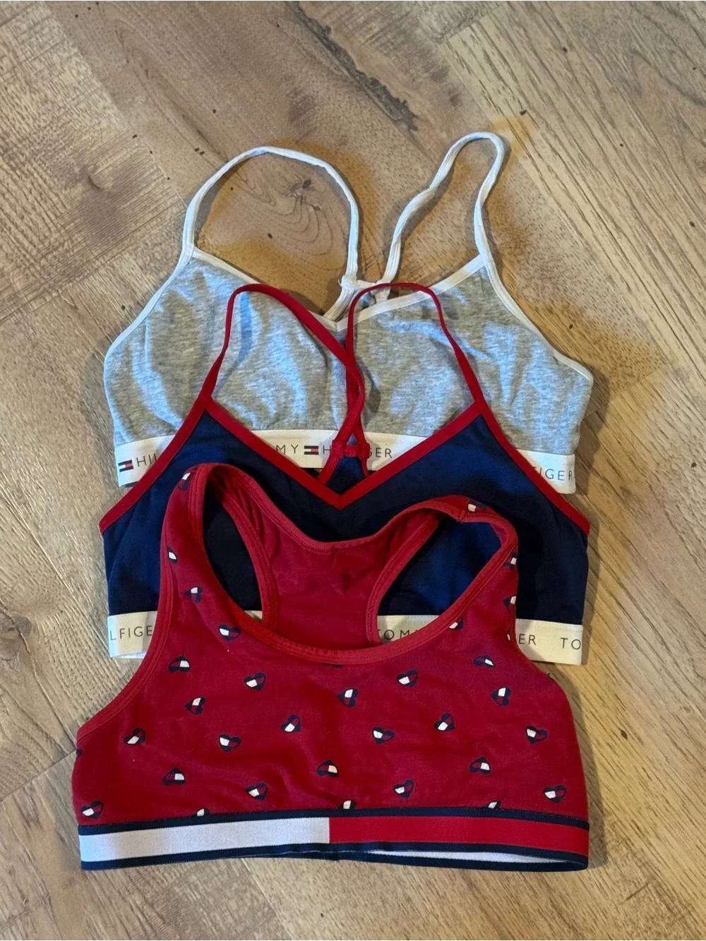 Tommy Hilfiger Girls 3 Pack Bralette Set Size L 12/14 Cotton Logo Band